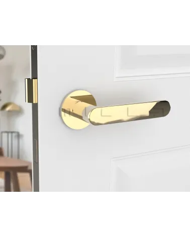 Line Venus zamak design door handle colour 1 mounted on a door