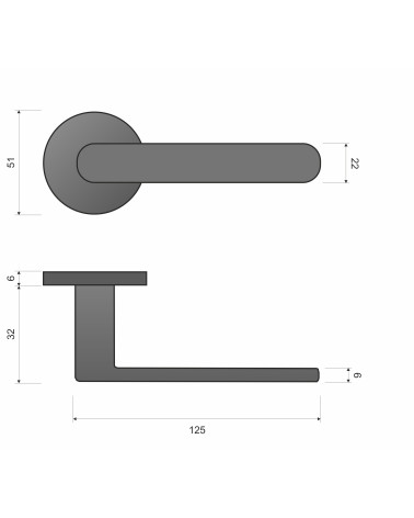 Line Venus design door handles with dimensions