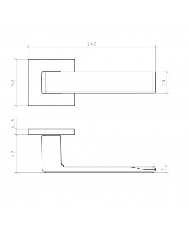 HIRA door handle with dimensions