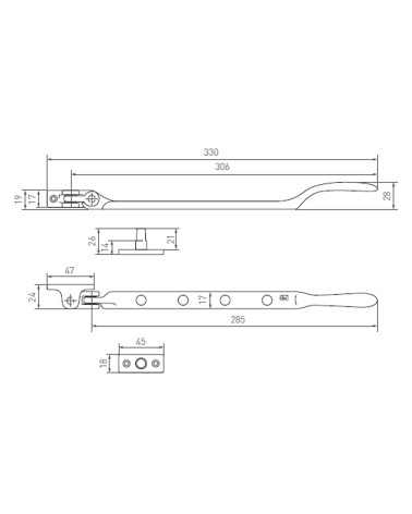 Bronze Window Stop - design handle