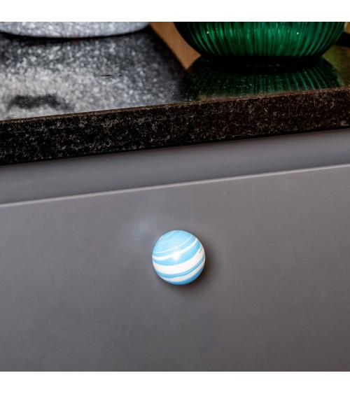 Azure Blue Beech wood furniture knob - design handle