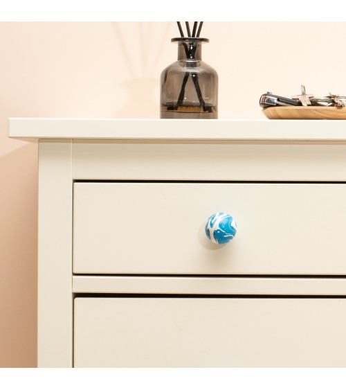 Azure Blue Beech wood furniture knob - design handle