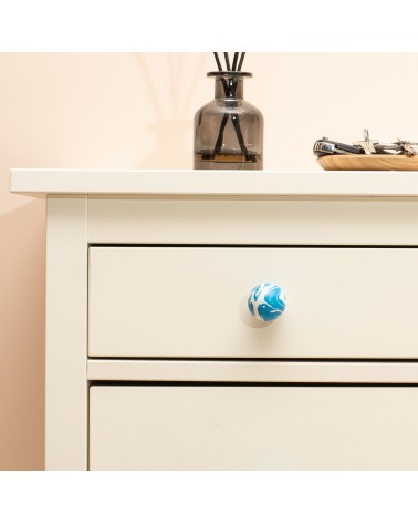 Azure Blue Beech Wood Furniture Knob - Designer Handle