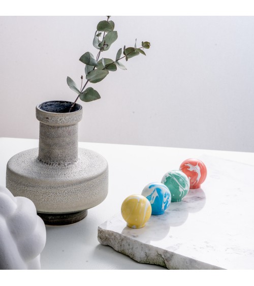 Azure Blue Beech wood furniture knob - design handle