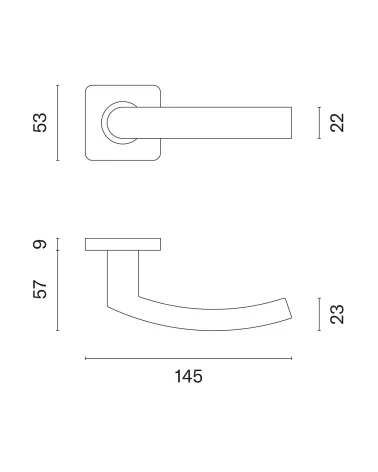 KVADRAT 1706 Classic Door Handle Designer Handle with Dimensions