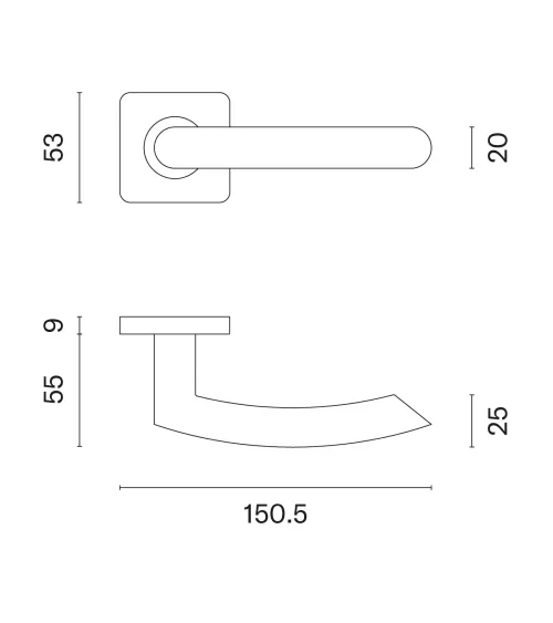 Classic door handle KVADRAT 1707