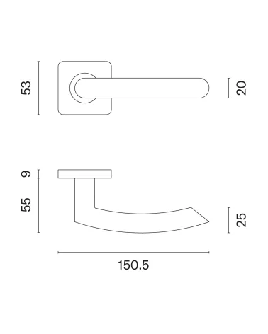 KVADRAT 1707 Classic Door Handle with Dimensions