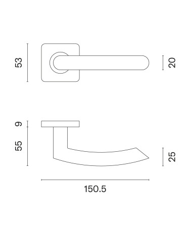 KVADRAT 1707 Stainless Steel Door Handle with Dimensions