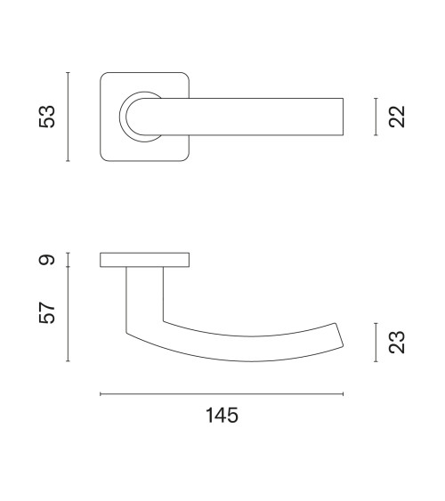 Stainless steel door handle KVADRAT 1706 designer handle