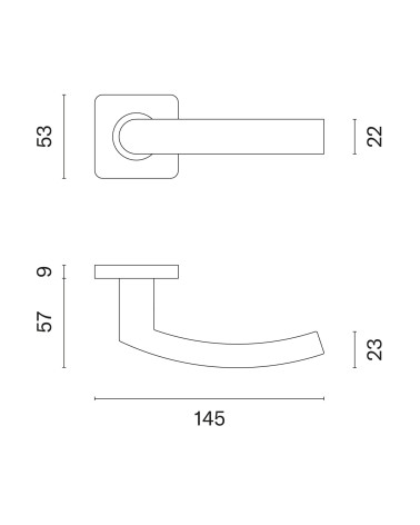 KVADRAT 1706 Stainless Steel Door Handle Designer Handle with Dimensions
