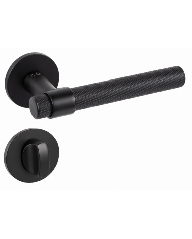 GHOST Black Door Handle Designer Handle with WC Rose