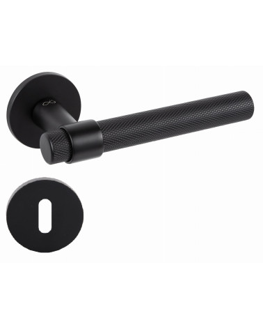 GHOST Black Door Handle Designer Handle with Keyhole Rose L