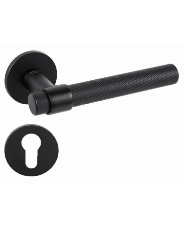 GHOST Black Door Handle Designer Handle with Keyhole Rose i
