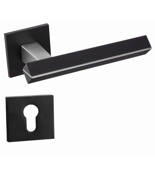 Two-tone brushed chrome/black CARRERA door handle designer handle