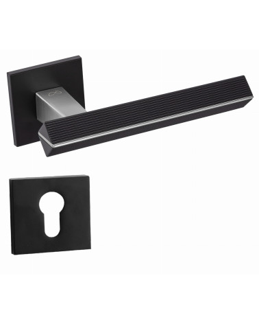 Two-tone brushed chrome/black CARRERA door handle designer handle with key i rosette