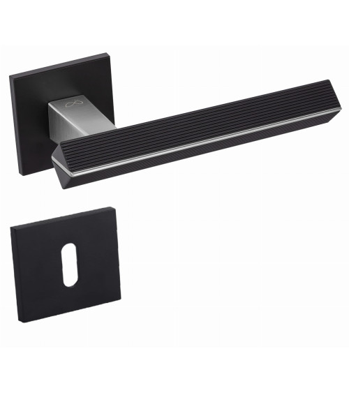 Two-tone brushed chrome/black CARRERA door handle designer handle