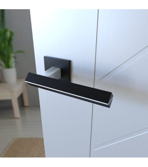Two-tone brushed chrome/black CARRERA door handle designer handle