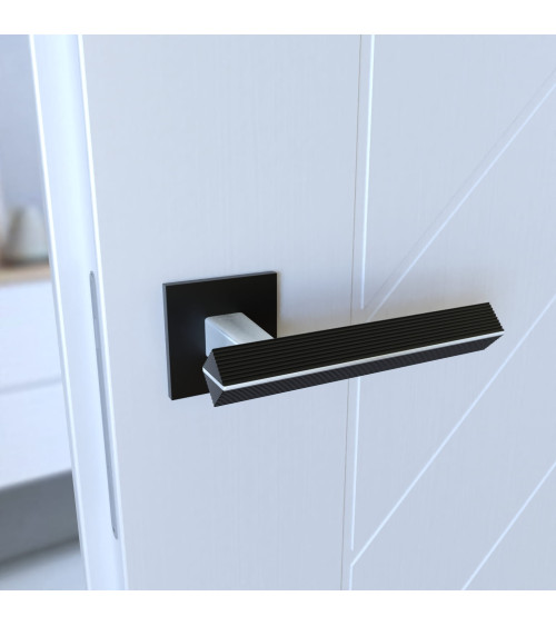 Two-tone brushed chrome/black CARRERA door handle designer handle