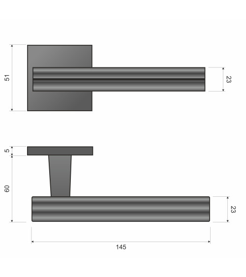 Two-tone brushed chrome/black CARRERA door handle designer handle