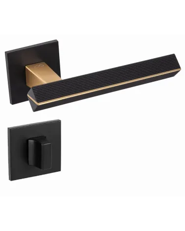 Two-tone matte gold/black CARRERA door handle design handle with WC rose