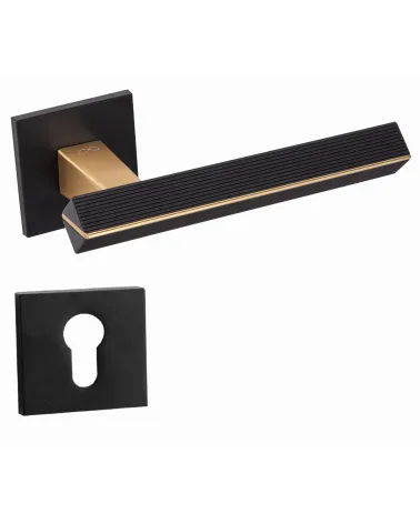 Two-tone matte gold/black CARRERA door handle design handle with keyhole rose i
