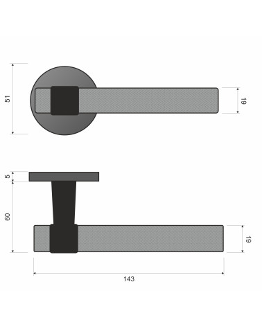 GHOST textured door handle with dimensions