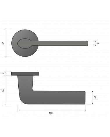 STINGER door handle with dimensions