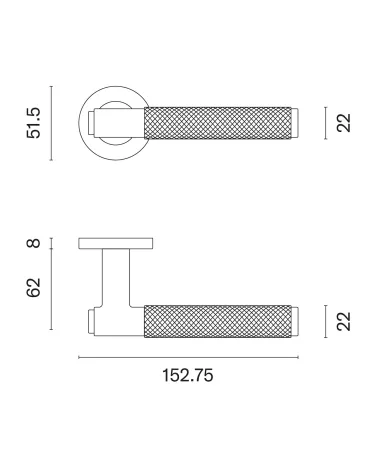 OVAL 1741 door handle with dimensions