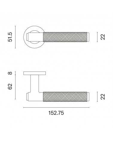 OVAL 1741 door handle with dimensions