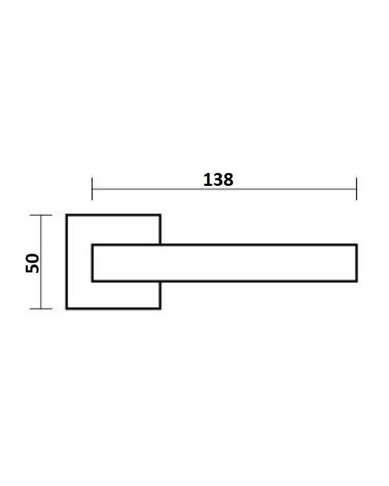 Zamak door handle TOTAL with dimensions