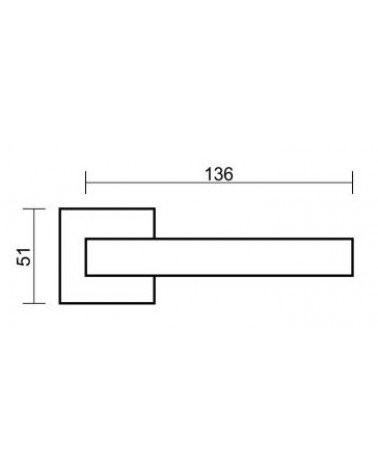 Zamak door handle ARIA with dimensions
