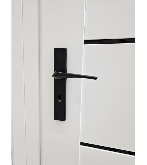 Black door handle on long backplate - Adel model - designer handle