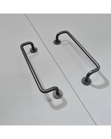 Black AVA furniture handle design handle underside view mounted on cupboard