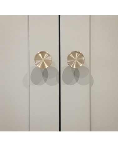 INA brass furniture knob design handle front view mounted on furniture