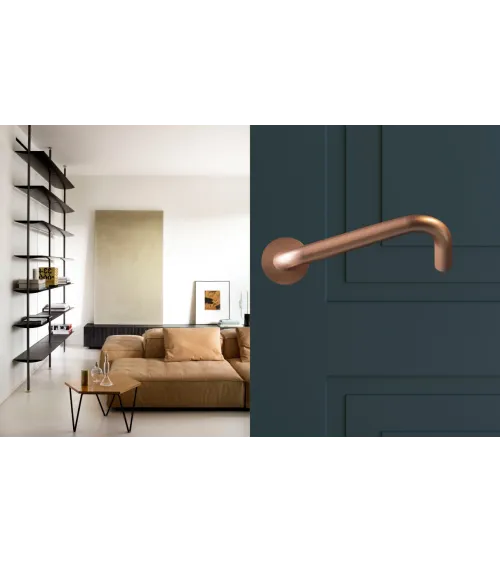 Stainless Steel Door Handles for PRM, NoHand model with Copper Finish - Made in Italy - designer handle