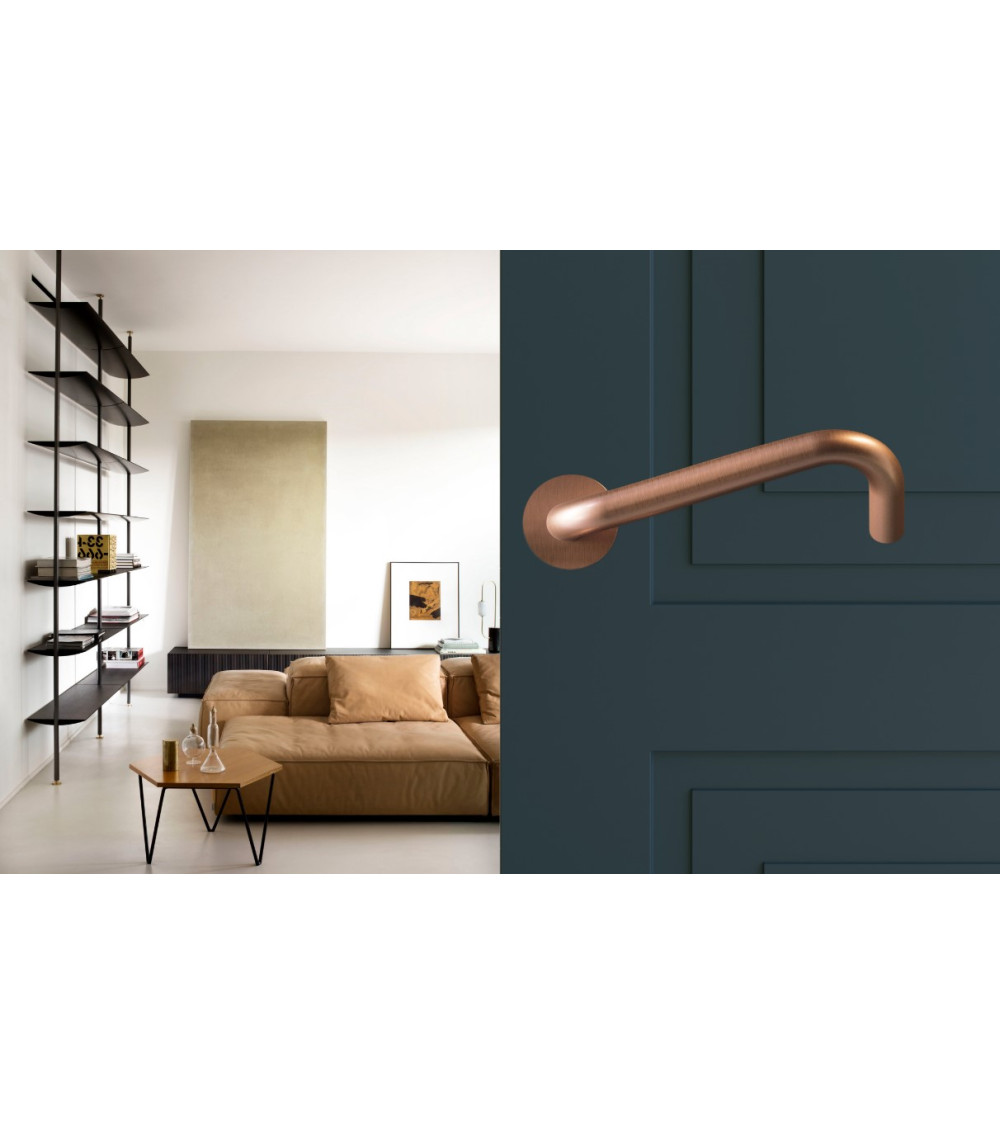 Stainless Steel Door Handles for PRM, NoHand model with Copper Finish - Made in Italy - designer handle