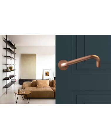 Stainless Steel Door Handles for PRM, NoHand model with Copper Finish - Made in Italy - designer handle