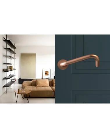 Stainless Steel Door Handles for PRM, NoHand model with Copper Finish - Made in Italy - designer handle
