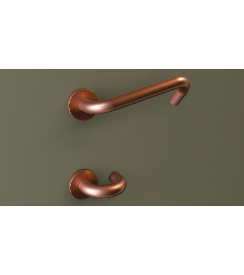 Stainless Steel Door Handles for PRM, NoHand model with Copper Finish - Made in Italy - designer handle