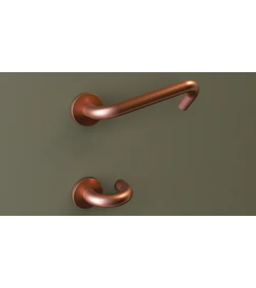 Stainless Steel Door Handles for PRM, NoHand model with Copper Finish - Made in Italy - designer handle