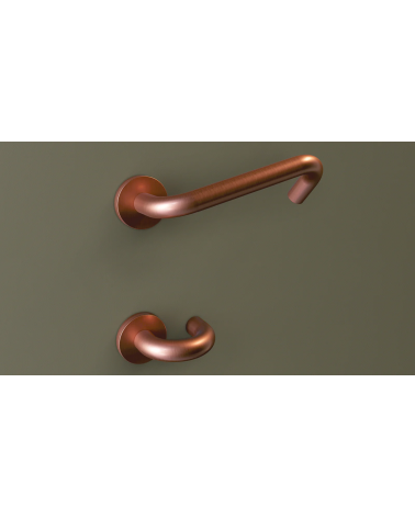 Stainless Steel Door Handles for PRM, NoHand model with Copper Finish - Made in Italy - designer handle