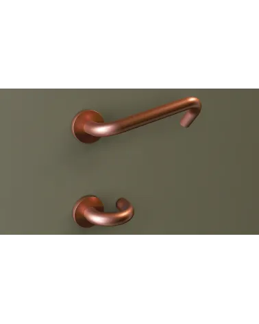 Stainless Steel Door Handles for PRM, NoHand model with Copper Finish - Made in Italy - designer handle