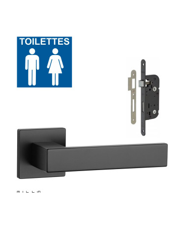 White PINA door handle set with white WC lock on white background