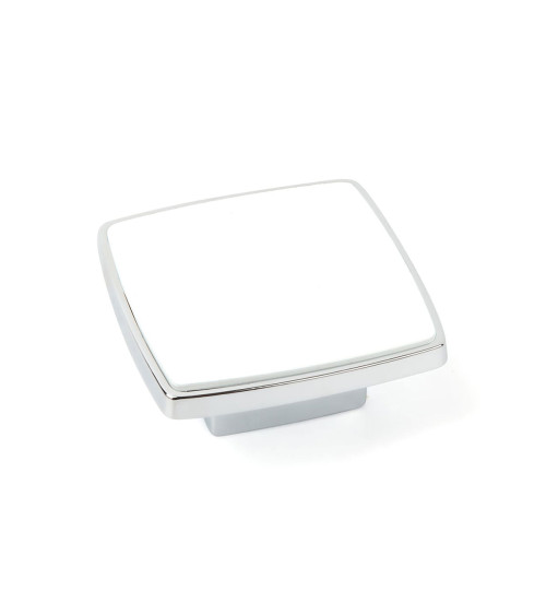 BIG white/polished chrome furniture knob design handle