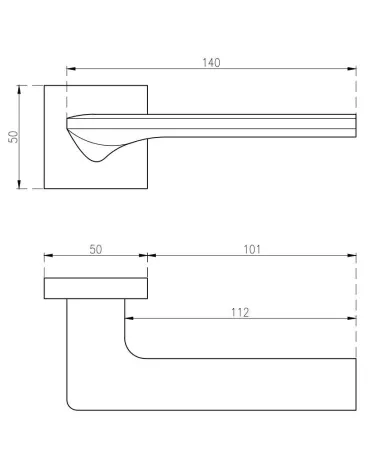 LUNARIA modern door handle with dimensions