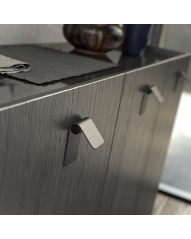 TORN-1 stainless steel/matt black furniture handle design handle side view fixed on furniture
