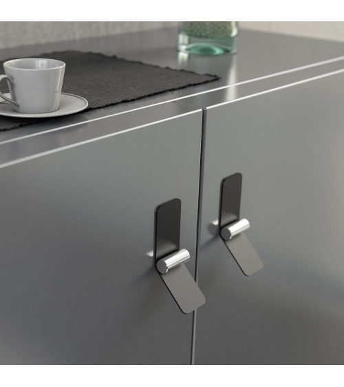 Matt black/bright chrome furniture handle TORN-2 designer handle
