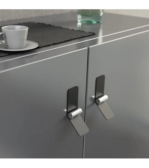 Matt black/bright chrome furniture handle TORN-2 designer handle