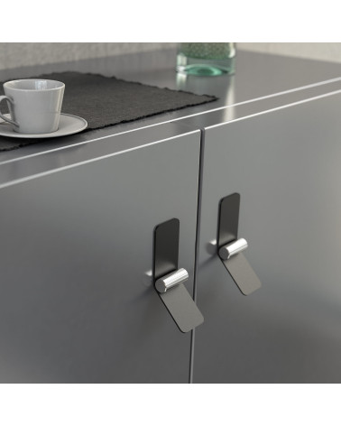 Matt black/bright chrome furniture handle TORN-2 designer handle fitted on furniture