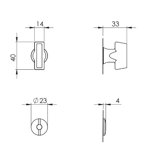 VERUM slim door rose plate for WC (Atlanta model) - designer handle